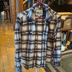 American Eagle Outfitters Brown and White Plaid Shirt